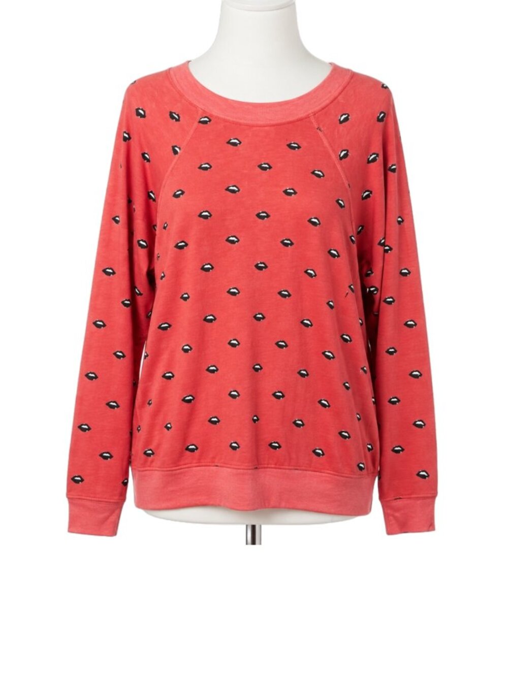 Wildfox Lip Print Oversized Sweatshirt Medium Pink Graphic Slouchy Y2K